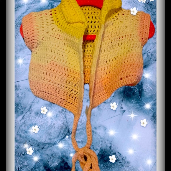 Handmade Crochet babygirl wrap sweater top and granny...